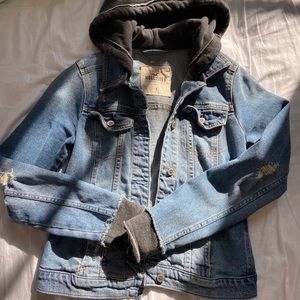 Denim jacket with hood
